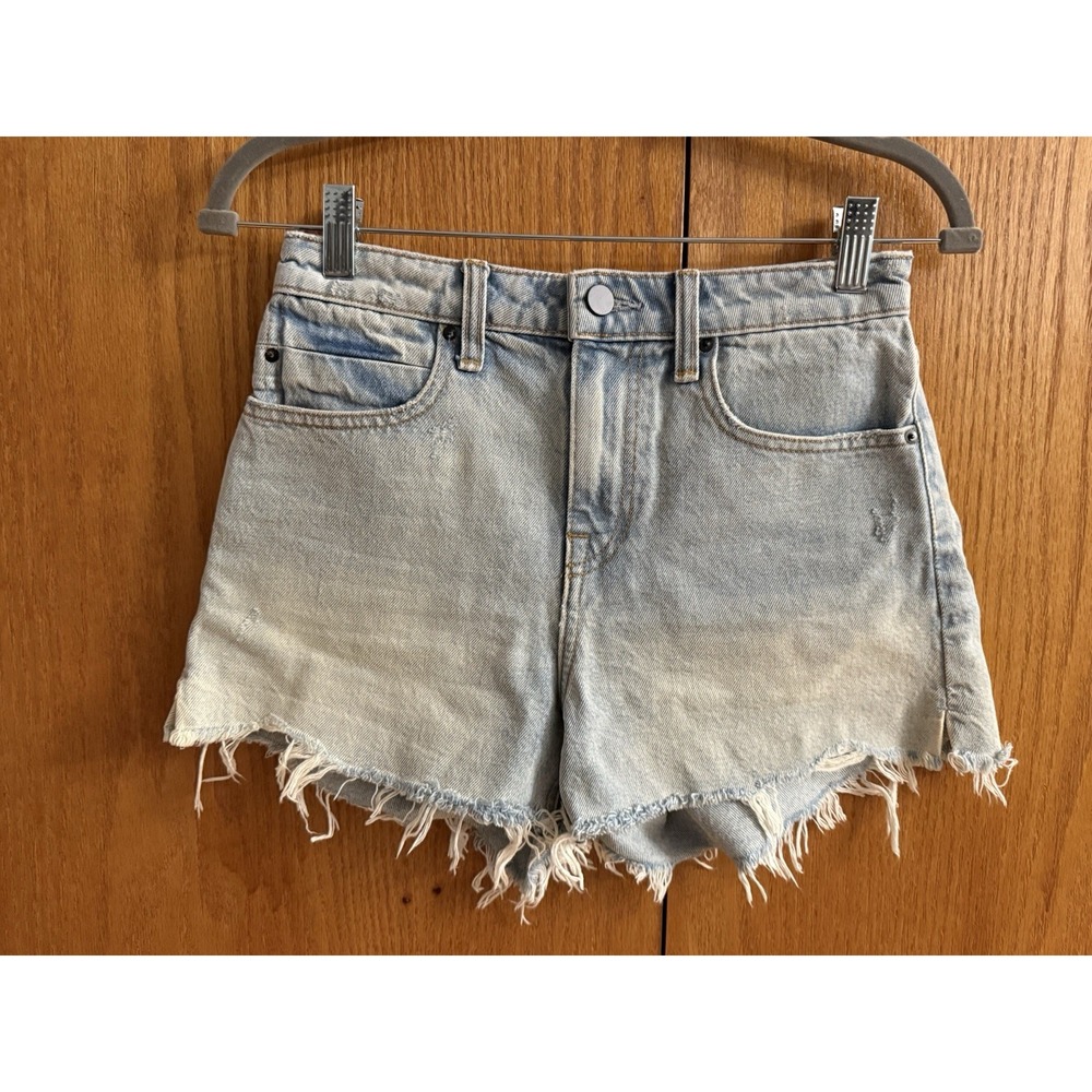 Alexander Wang Jean Shorts 25 Womens Blue Bite High Rise Frayed Denim Ombré Fade